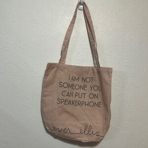 Ever Ellis Speakerphone Graphic Canvas Tote Bag Pink Tan Reusable Shopper